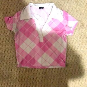 Pink plaid crop top XS v-neck
